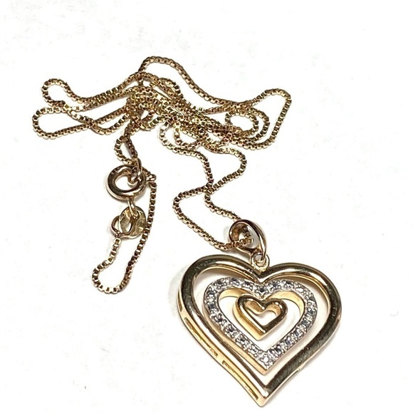 925 Ross Simons Heart Necklace Sterling Silver Gold Plated Rotating Hearts 6.68g - Picture 5 of 16